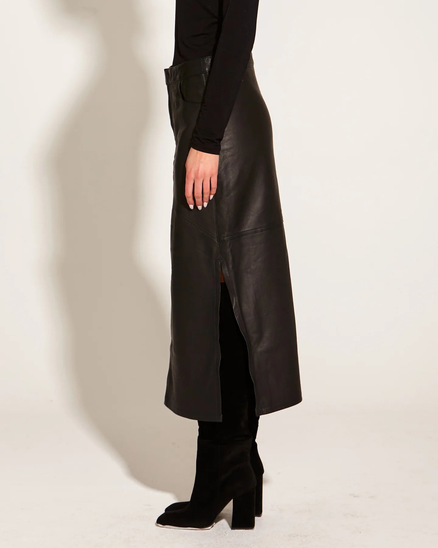 Underground Leather Midi Skirt Black