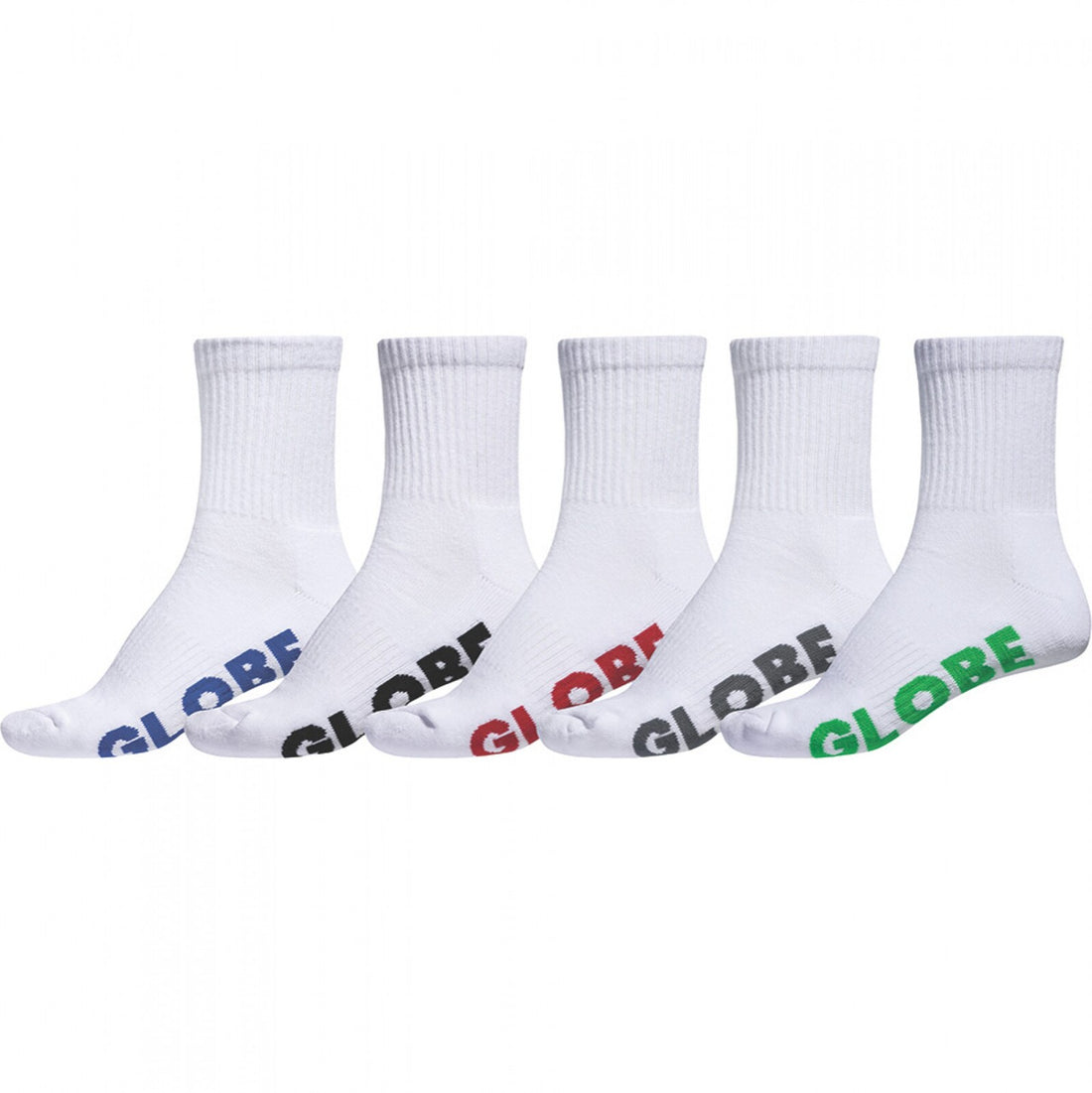 Globe Youth Stealth Crew Sock 5pk White Size 2-8