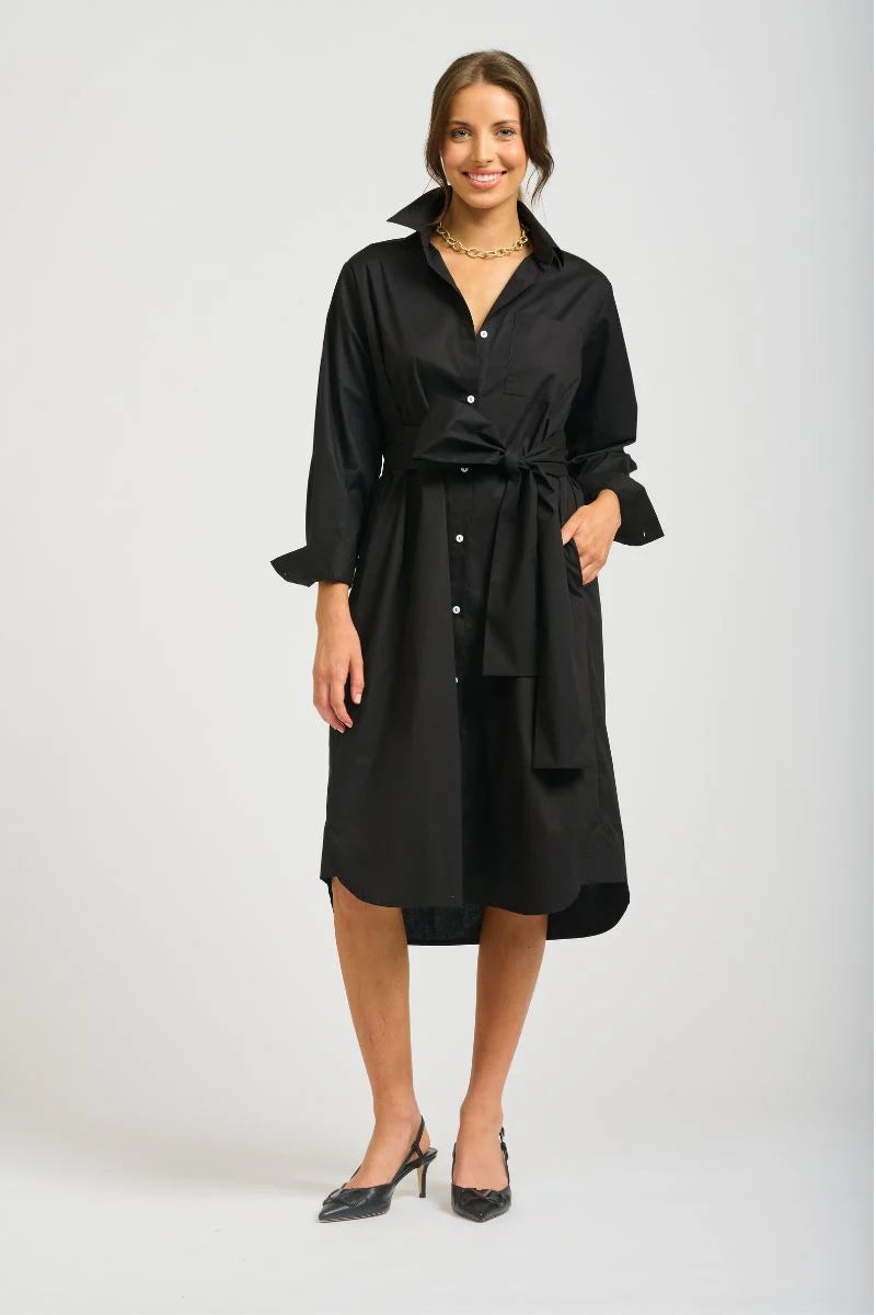 The Georgie Gatherback Shirtdress Black