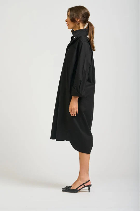 The Georgie Gatherback Shirtdress Black