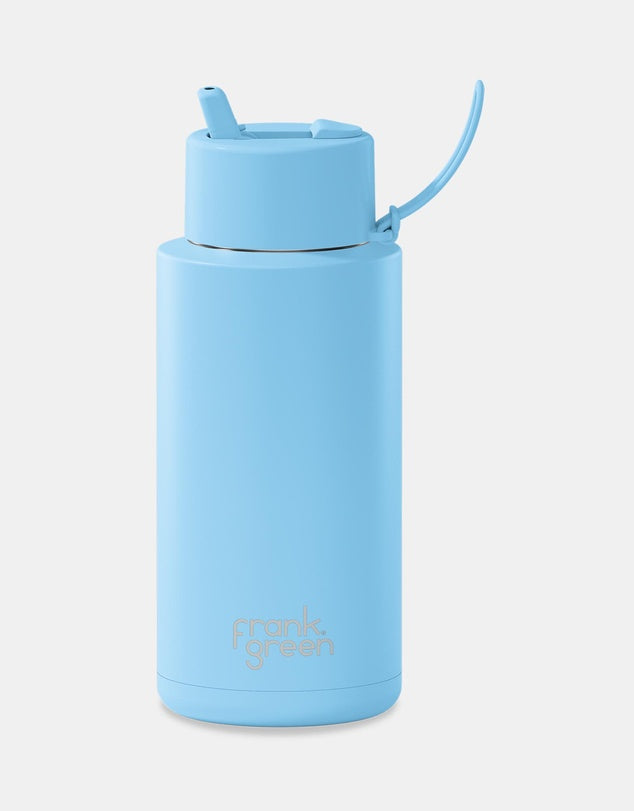 Frank Green Ceramic Reusable Bottle With Straw Sky Blue 34oz/1,000ml