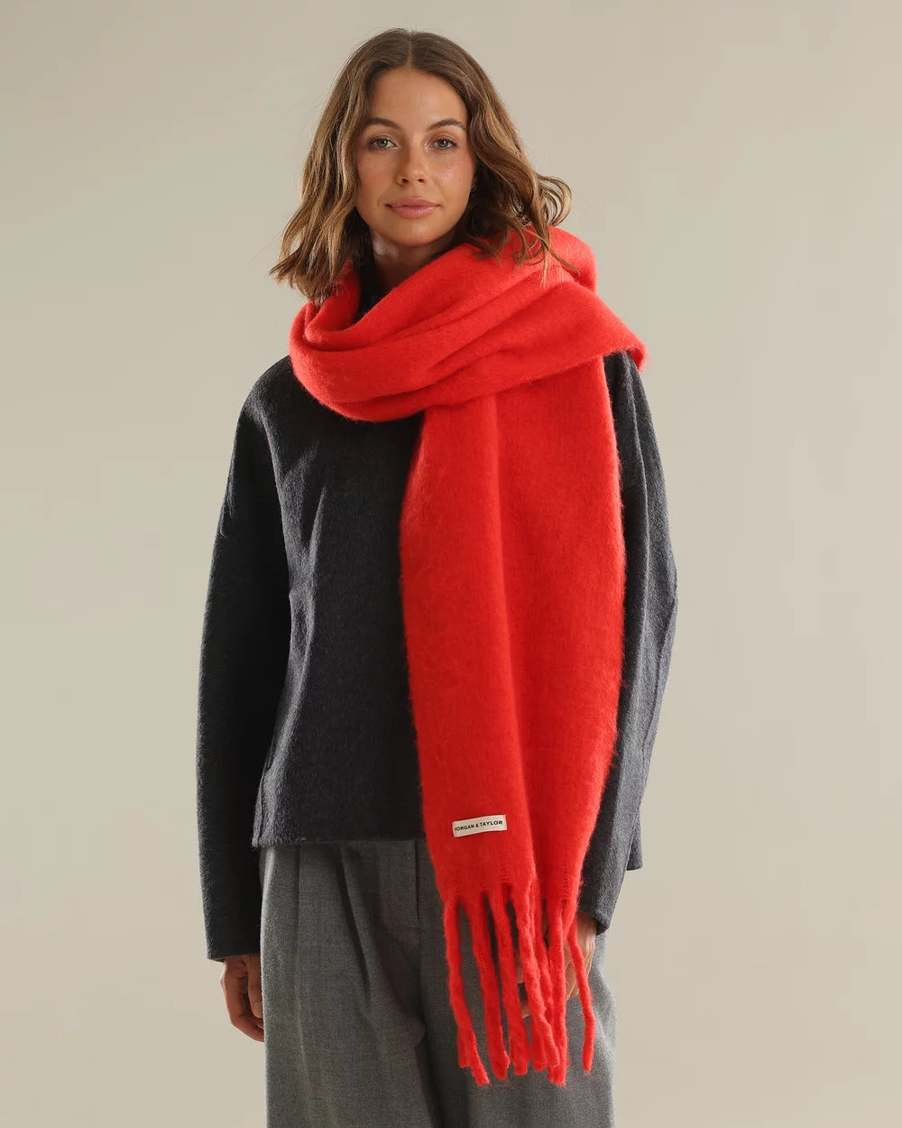 Morgan &amp; Taylor Ella Woven Scarf in Red