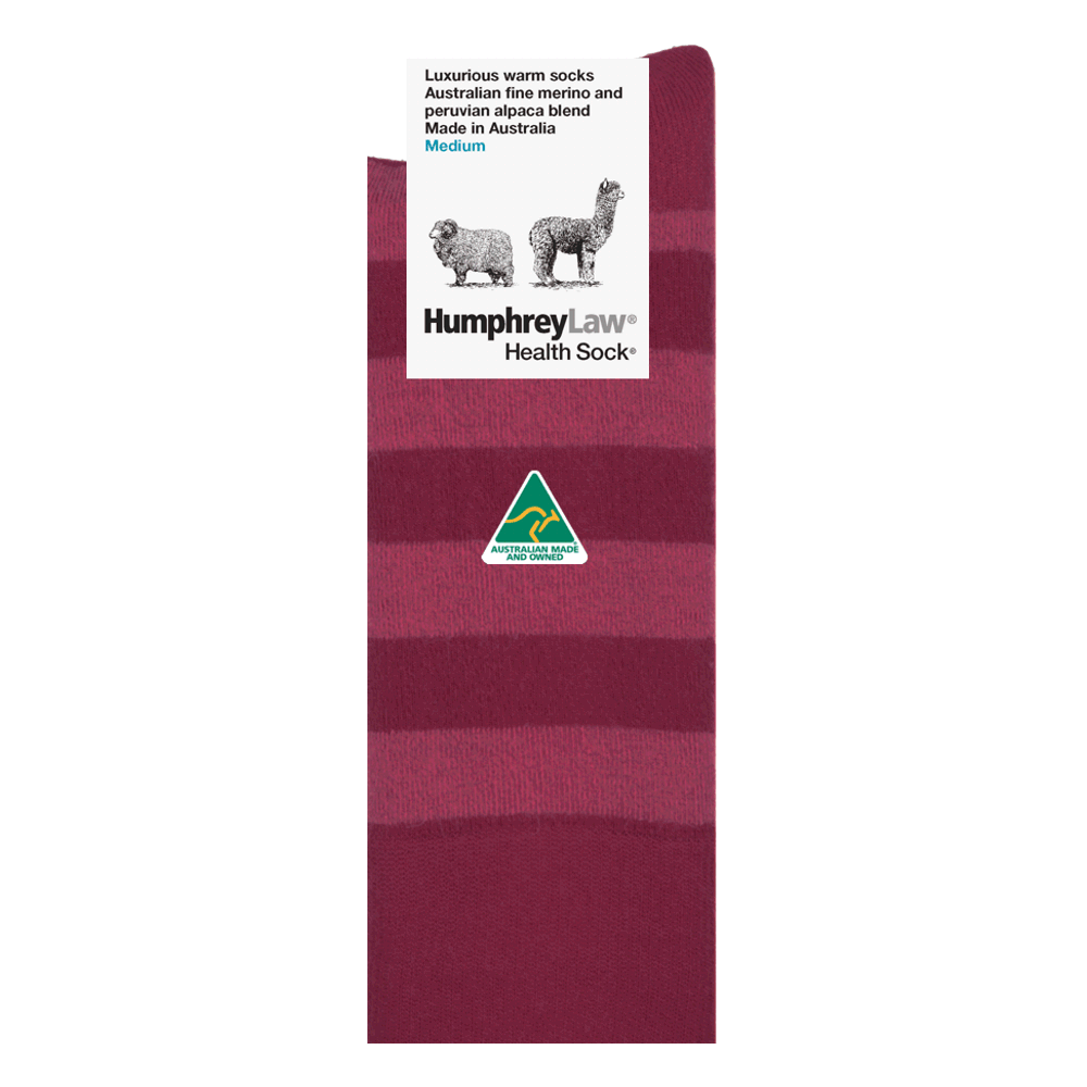 Humphrey Law Merino &amp; Peruvian Alpaca Blend Stripe Health Sock Berry