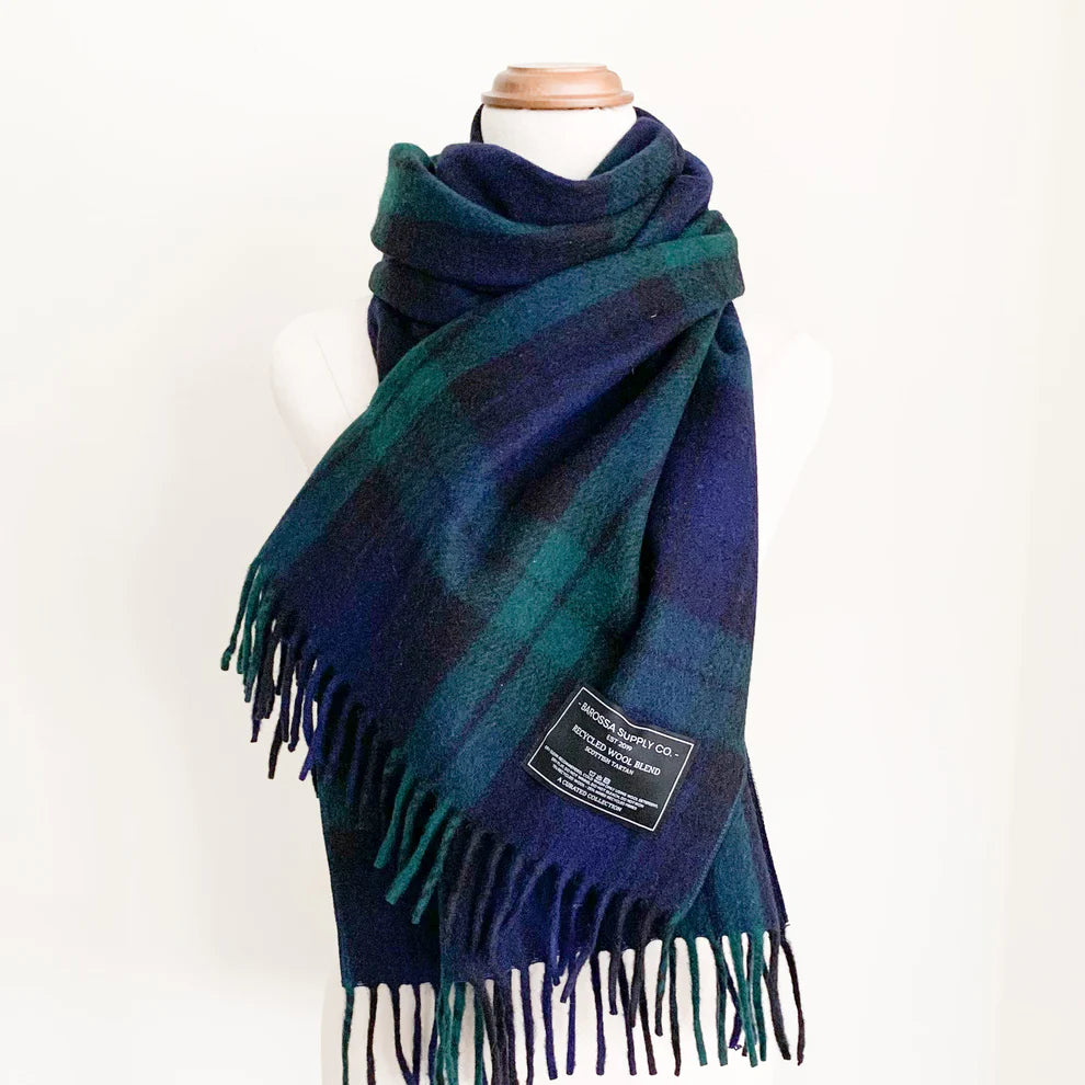 Luxe Herringbone Blanket Wrap Black Watch