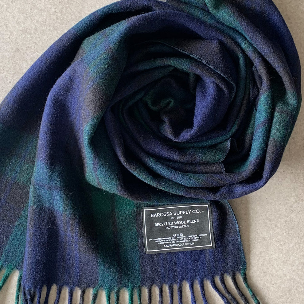 Luxe Herringbone Blanket Wrap Black Watch