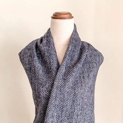 Luxe Herringbone Blanket Wrap Blue