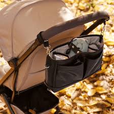 OiOi Signature Pram Caddy Black Dimple Vegan Leather