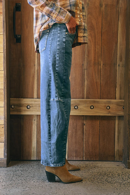 Italian Star Idaho Barrel Jeans Mid Denim
