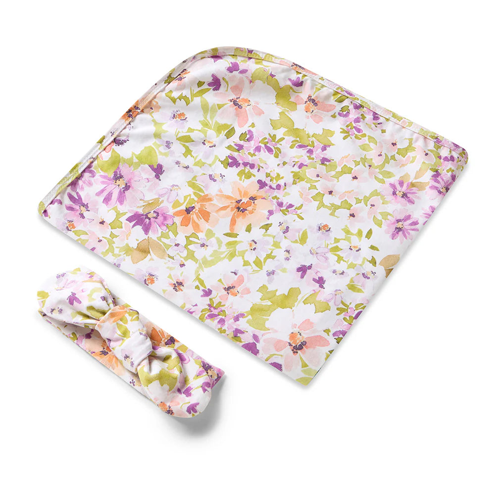 Snuggle Hunny Organic Jersey Wrap + Topknot Set Isla