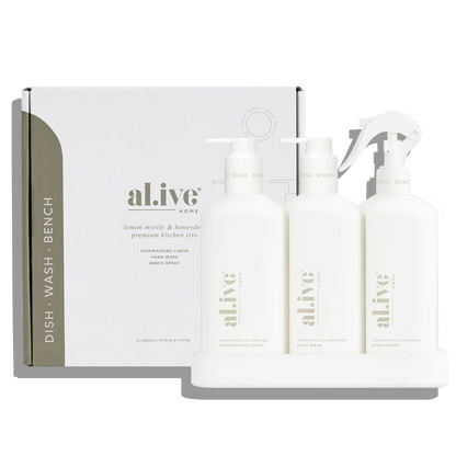 AL.IVE Kitchen Trio Dish Wash, Hand Wash &amp; Bench Spray Lemon Myrtle &amp; Honeydew