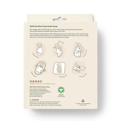 Snuggle Hunny Large Organic Muslin Wraps 3 Pack Dog Park