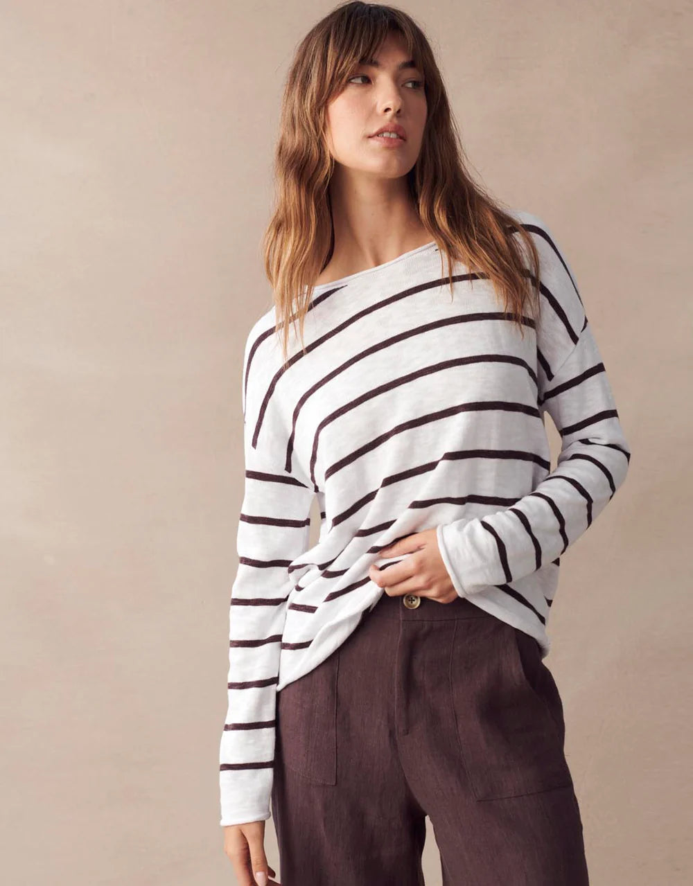 Nellie Top Chocolate Stripe