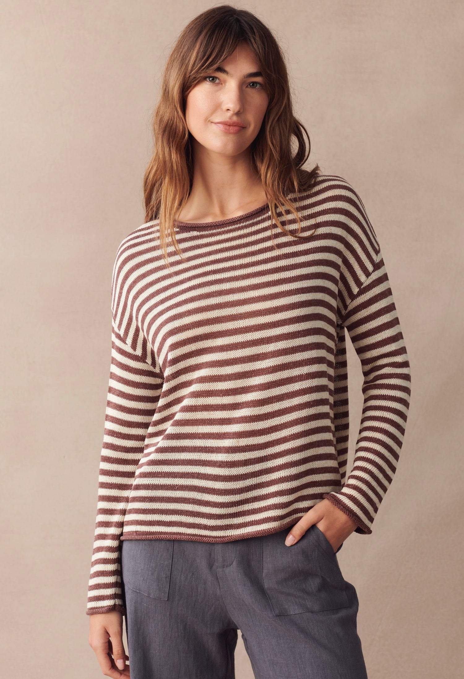 Isa Stripe Knit Chocolate/Natural