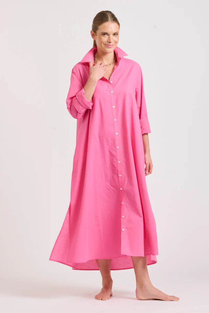 The Luna Oversized Longline Dress Hot Pink