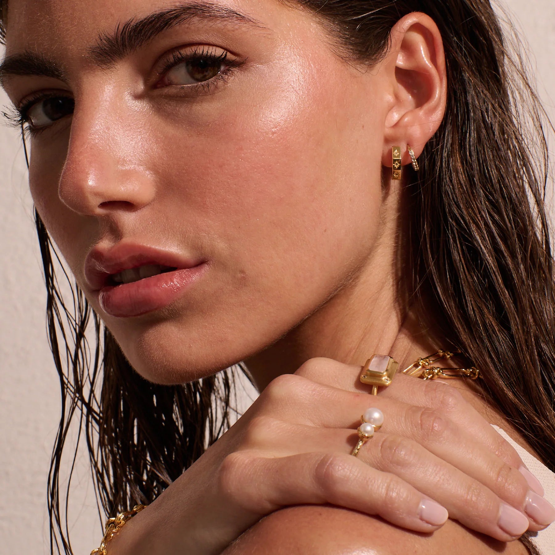 Murkani Octagonal Huggies 12mm Gold Plated