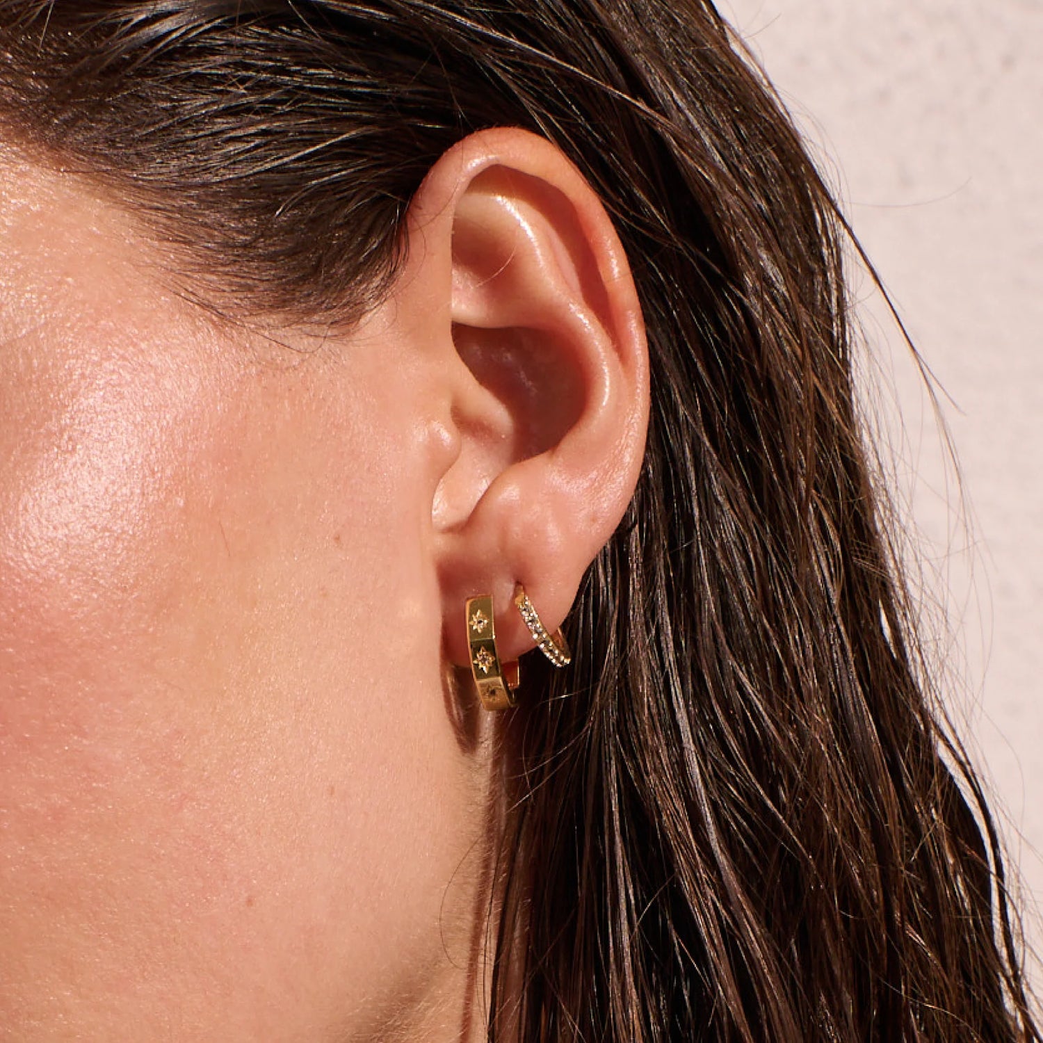 Murkani Octagonal Huggies 12mm Gold Plated