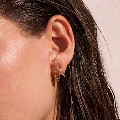 Murkani Octagonal Huggies 12mm Gold Plated