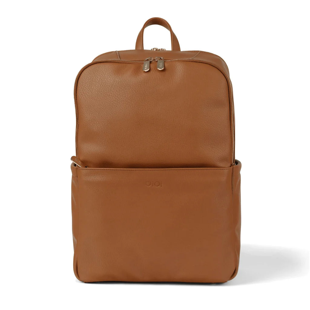 OiOi Multitasker Nappy Backpack Chestnut Brown Vegan Leather