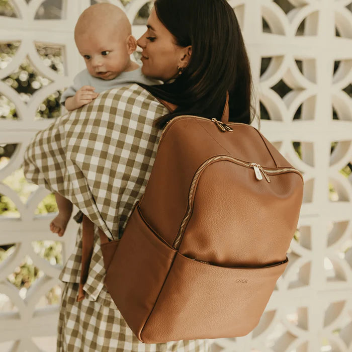 OiOi Multitasker Nappy Backpack Chestnut Brown Vegan Leather