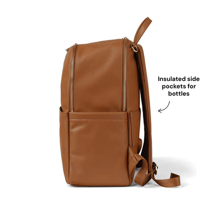 OiOi Multitasker Nappy Backpack Chestnut Brown Vegan Leather