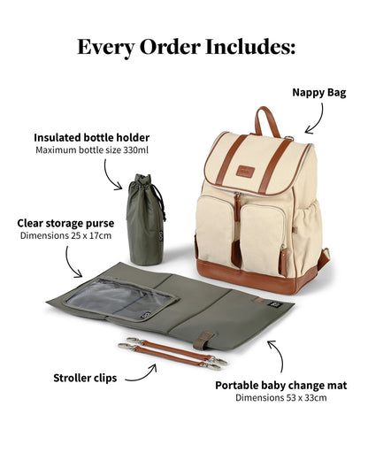 OiOi Signature Nappy Backpack - Natural Canvas