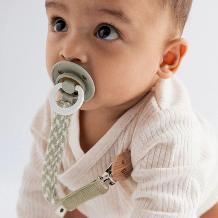 BIBS Pacifier Clip Blush Ivory