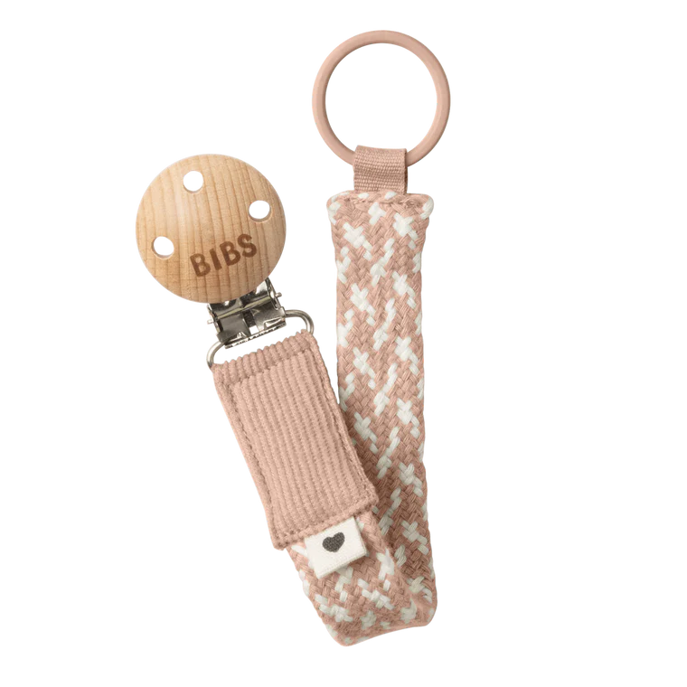 BIBS Pacifier Clip Blush Ivory