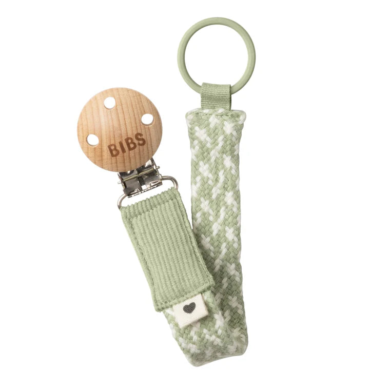 BIBS Pacifier Clip Sage/Ivory