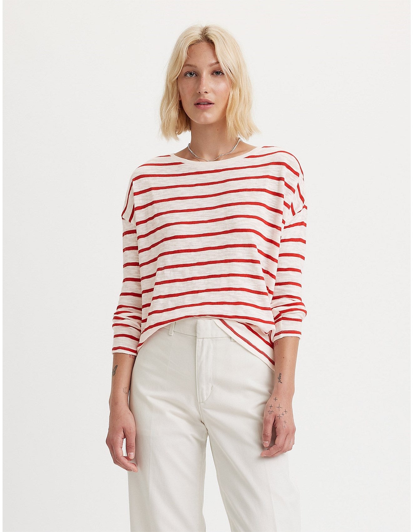 Levi Margot Long Sleeve Top Saint Stripe Scarlet