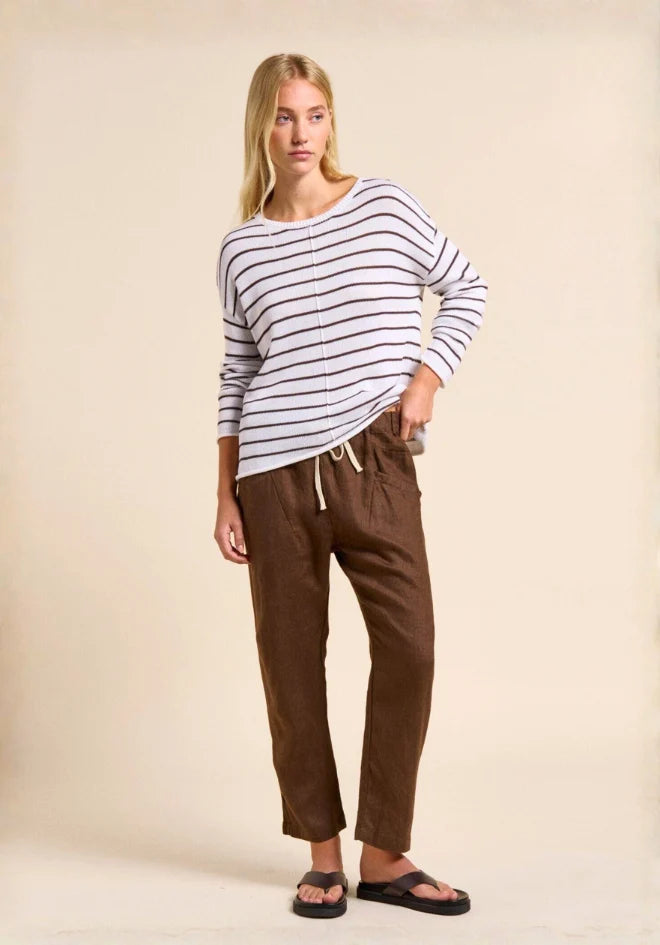 Little Lies Luxe Linen Pants - Chocolate