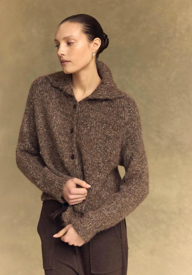 Little Lies Sidney Button Up Cardigan Espresso