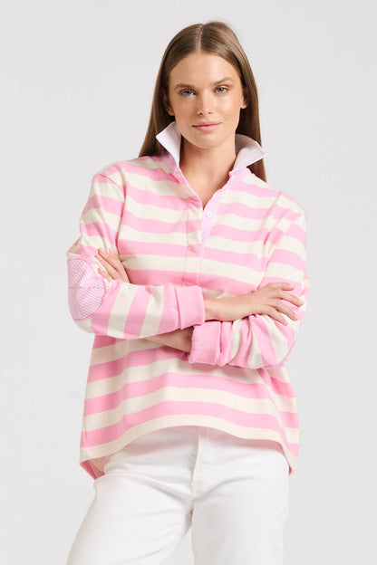 Rugby Cotton Sweatshirt Pink Stripe