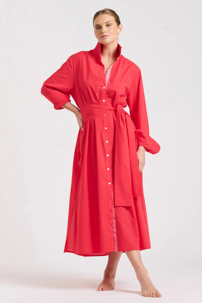 The Pippa Oversized Long Dress Red/Pink Trim