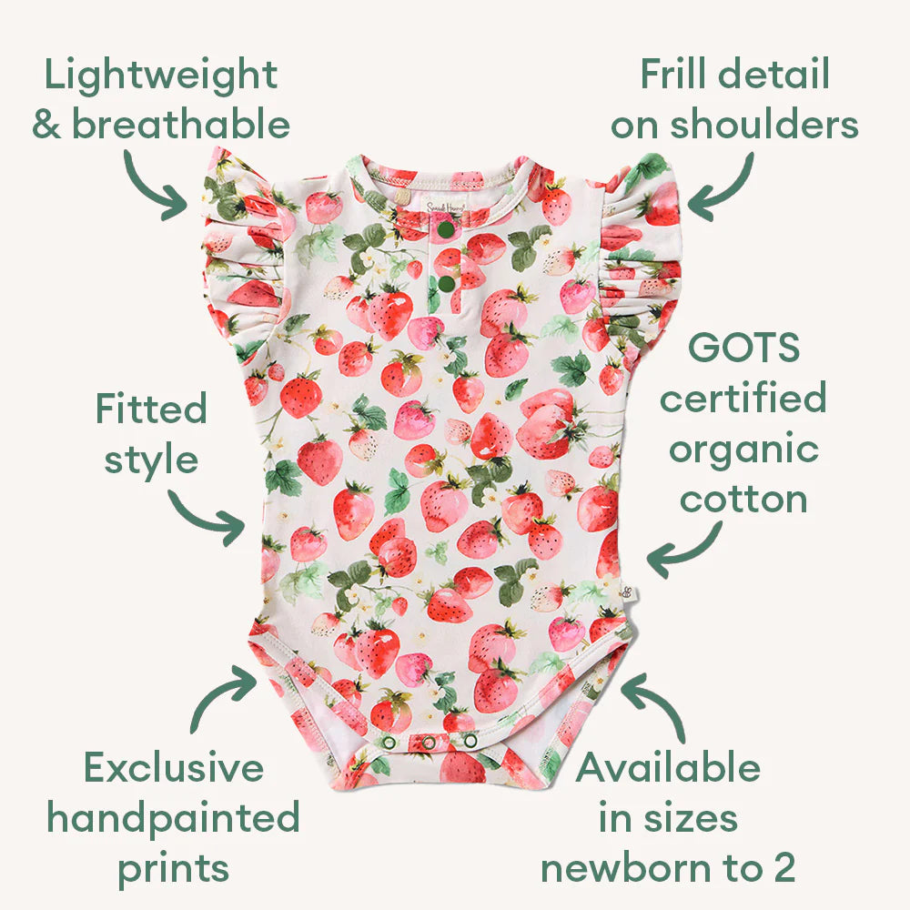 Snuggle Hunny Strawberry Organic Bodysuit with Frill