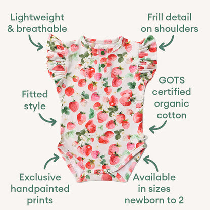 Snuggle Hunny Strawberry Organic Bodysuit with Frill