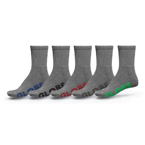 Globe Stealth Crew Sock 5pk Grey Size 7-11