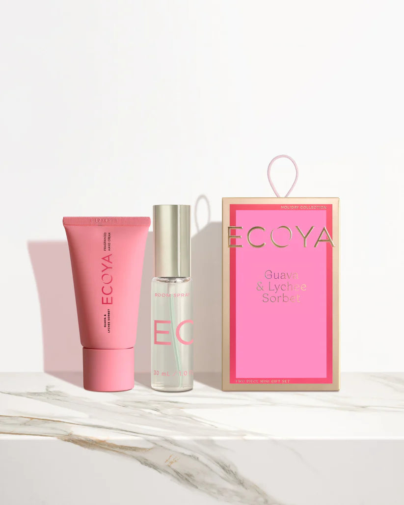 Ecoya Guava &amp; Lychee Sorbet Two Piece Mini Gift Set Holiday Collection