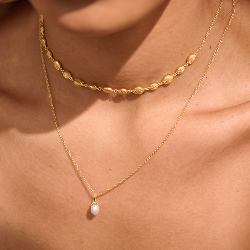 Murkani Connected Ocean Dreamer Pearl Charm Necklace 18KT Gold Plated