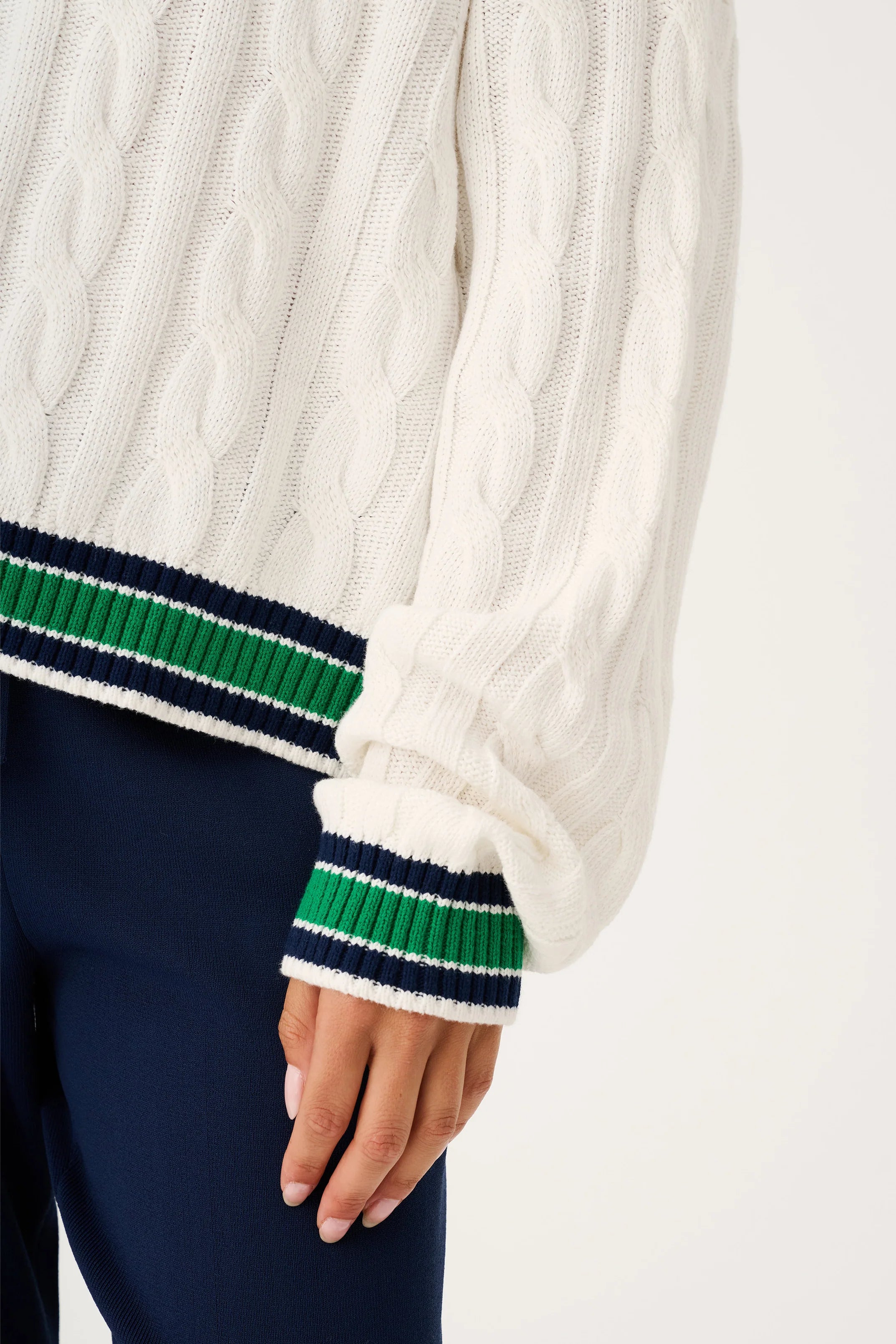 Cartel &amp; Willow Asher Heritage Knit Sweater Cream/Tide