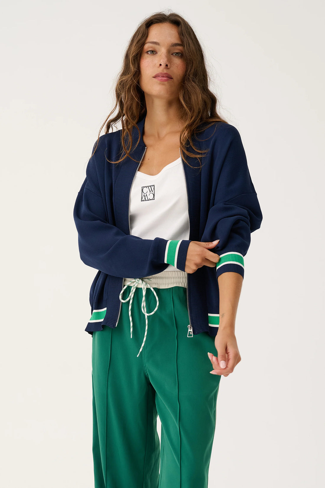 Cartel &amp; Willow Brodie Knit Bomber Navy Stripe