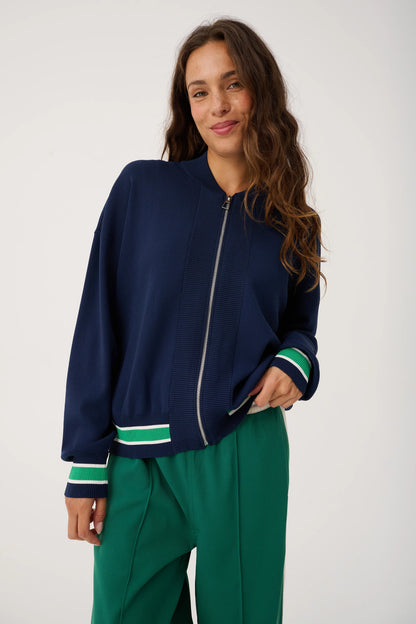 Cartel &amp; Willow Brodie Knit Bomber Navy Stripe