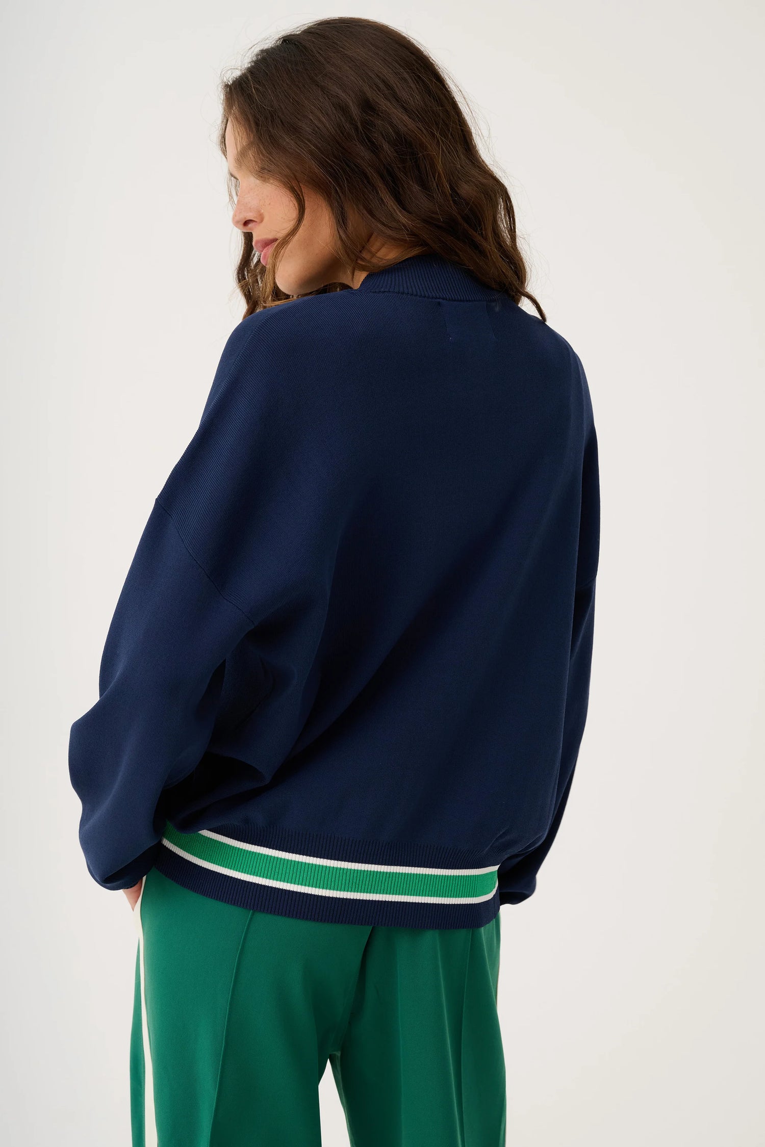 Cartel &amp; Willow Brodie Knit Bomber Navy Stripe