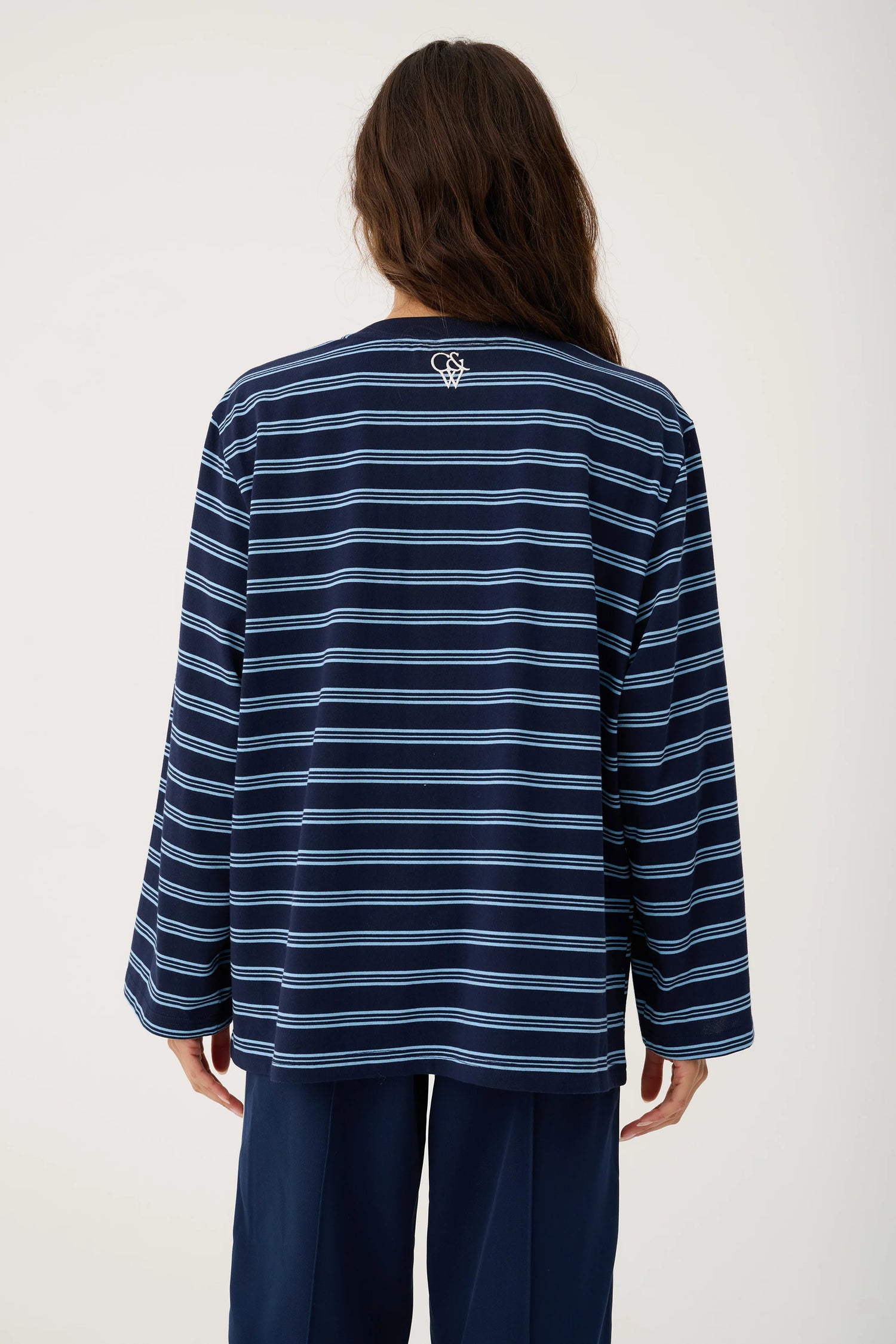 Cartel &amp; Willow Harley Long Sleeve Navy Stripe
