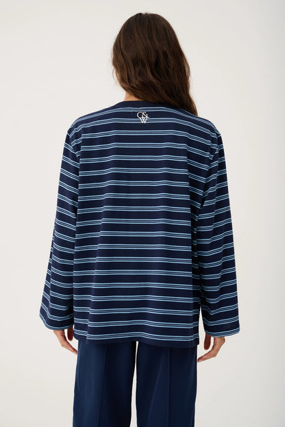 Cartel &amp; Willow Harley Long Sleeve Navy Stripe