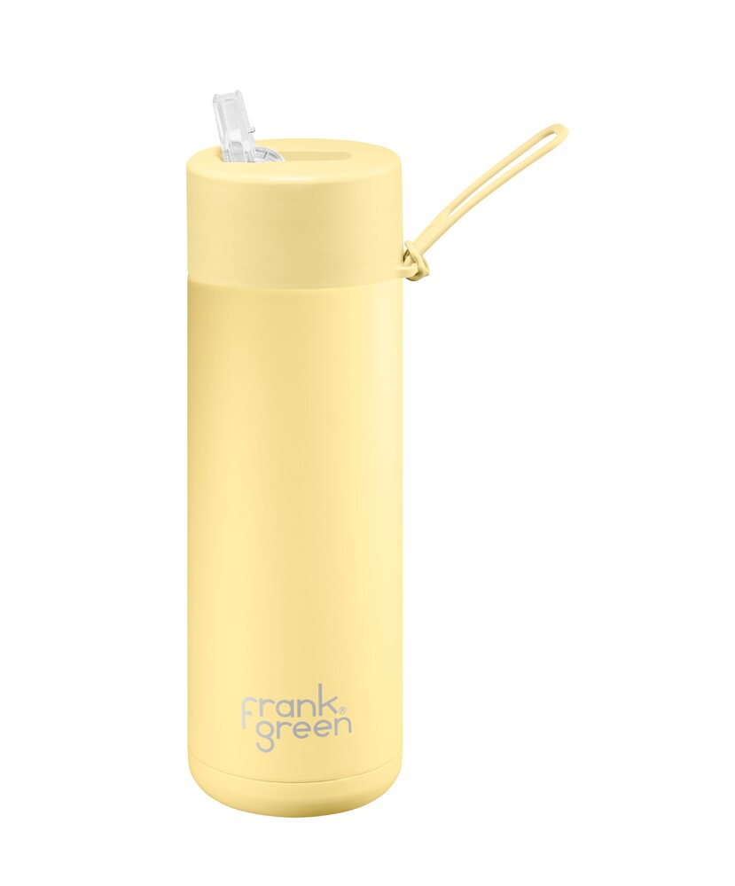 Frank Green Stainless Steel Ceramic Reusable Bottle Buttermilk With Straw 20oz/595ml