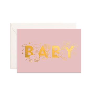 Fox &amp; Fallow Baby Universe Dusty Rose Mini Greeting Card - Casual Step