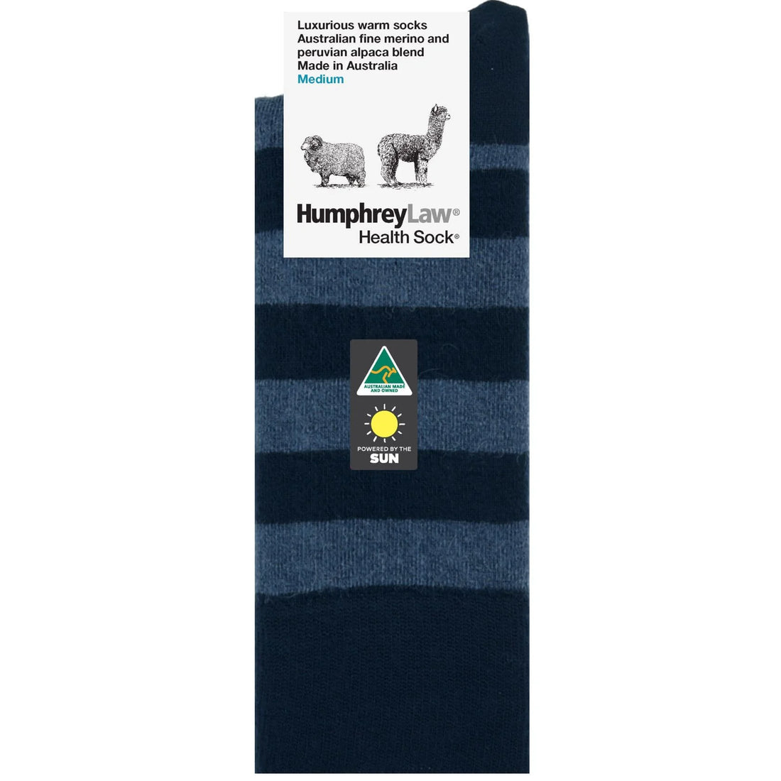 Humphrey Law Merino &amp; Peruvian Alpaca Blend Stripe Health Sock Navy