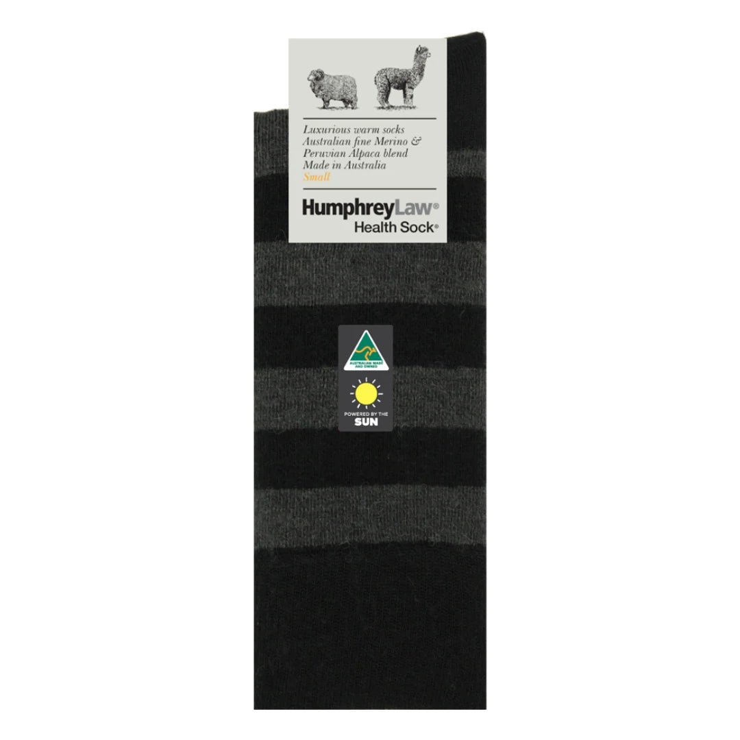Humphrey Law Merino &amp; Peruvian Alpaca Blend Stripe Health Sock Black
