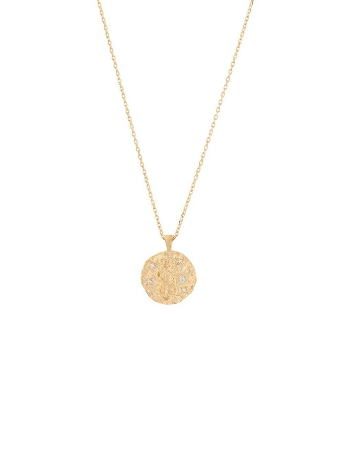DESCRIPTION:  A coin style necklace in a matte finish with small swarovski crystals. A style perfect to wear layered.      MATERIAL AND  DIMENSIONS:   - Brass base with thick gold / silver plating  - Chain length 42 cm