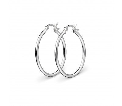 Sterling Silver Round Tube Hoop Earring